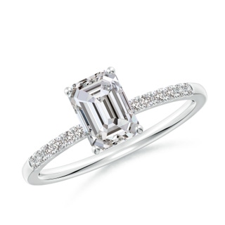 7x5mm IJI1I2 Emerald-Cut Diamond Engagement Ring with Diamonds in P950 Platinum