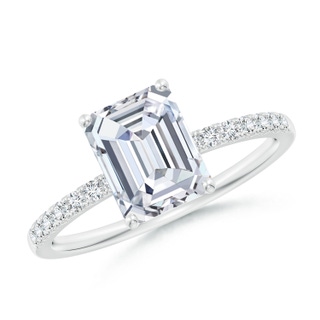 8x6mm GVS2 Emerald-Cut Diamond Engagement Ring with Diamonds in P950 Platinum