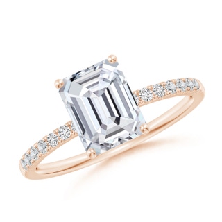 8x6mm HSI2 Emerald-Cut Diamond Engagement Ring with Diamonds in 18K Rose Gold