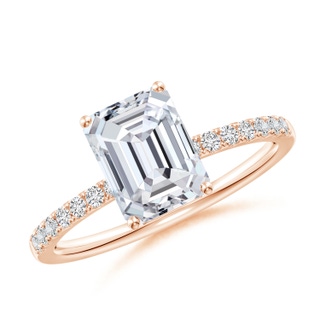 8x6mm HSI2 Emerald-Cut Diamond Engagement Ring with Diamonds in 9K Rose Gold