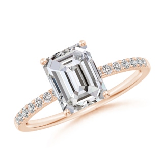 8x6mm IJI1I2 Emerald-Cut Diamond Engagement Ring with Diamonds in 18K Rose Gold