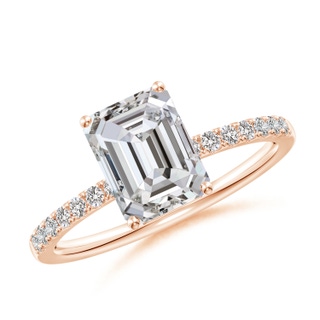 8x6mm IJI1I2 Emerald-Cut Diamond Engagement Ring with Diamonds in Rose Gold
