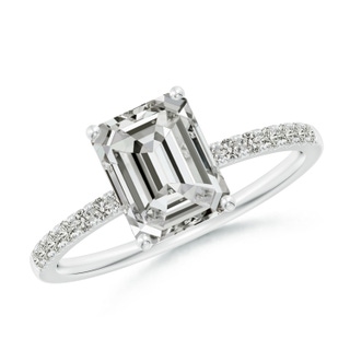 8x6mm KI3 Emerald-Cut Diamond Engagement Ring with Diamonds in 9K White Gold