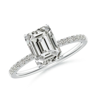 8x6mm KI3 Emerald-Cut Diamond Engagement Ring with Diamonds in White Gold