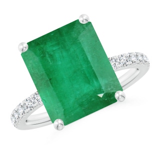 12x10mm A Emerald-Cut Emerald Engagement Ring with Diamonds in P950 Platinum