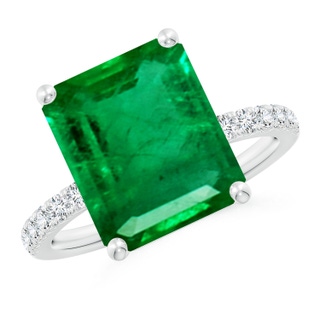 12x10mm AAA Emerald-Cut Emerald Engagement Ring with Diamonds in P950 Platinum