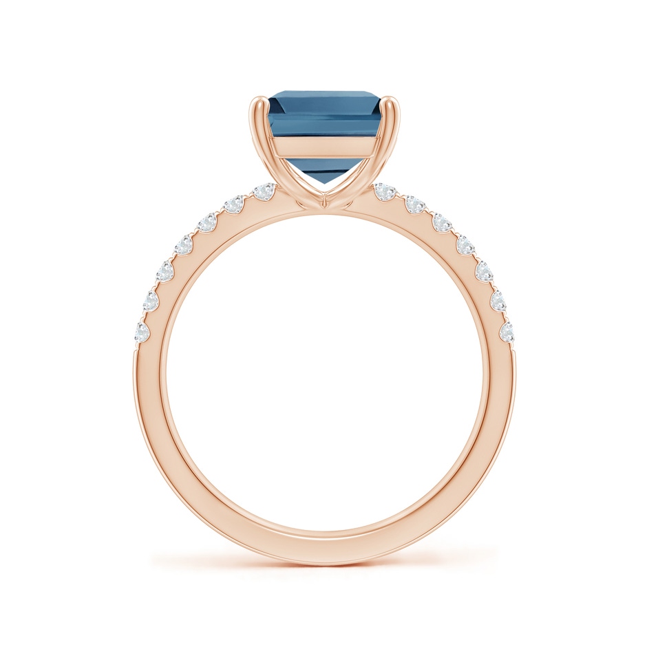 10x8mm A Emerald-Cut London Blue Topaz Engagement Ring with Diamonds in Rose Gold side 199
