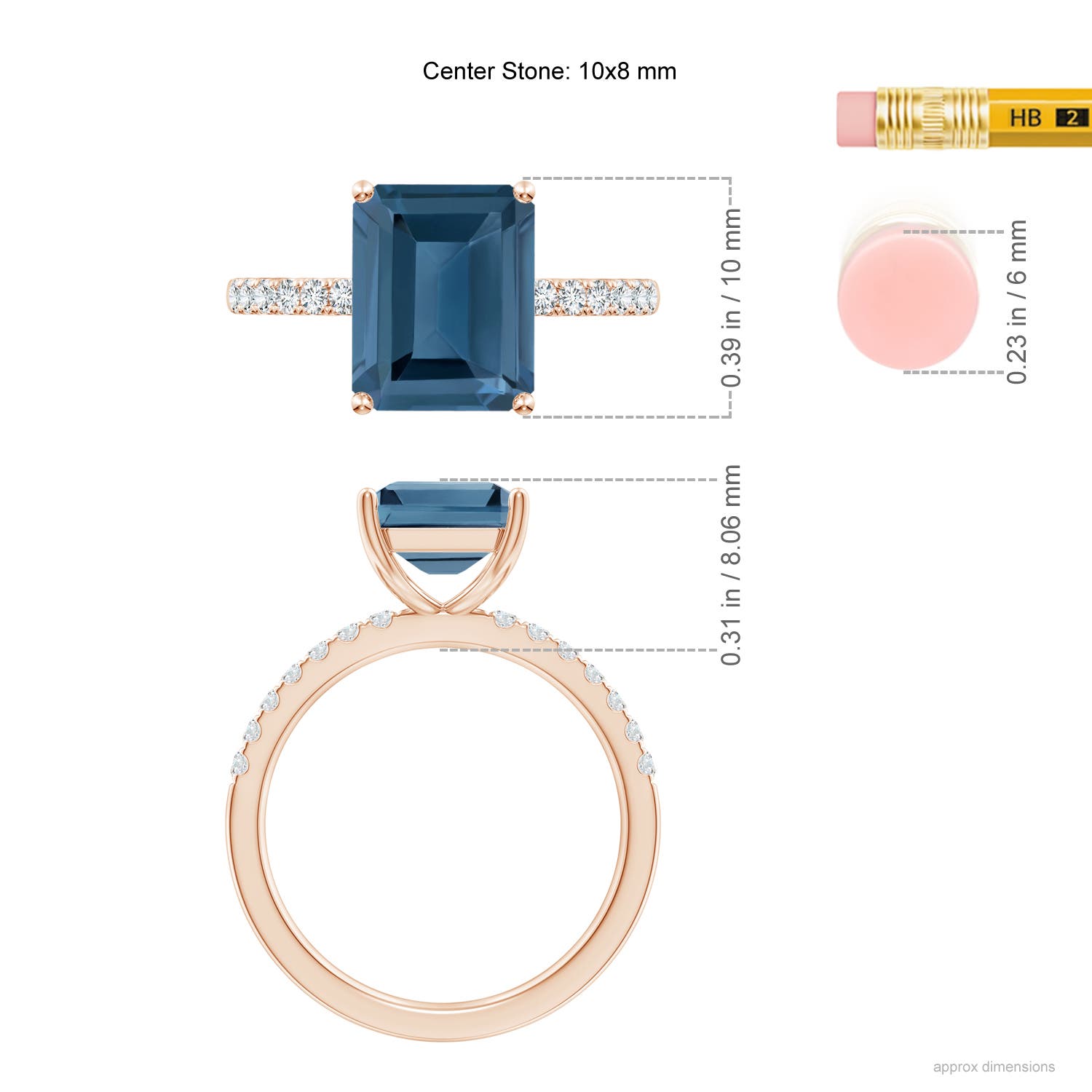 A - London Blue Topaz / 4.25 CT / 14 KT Rose Gold