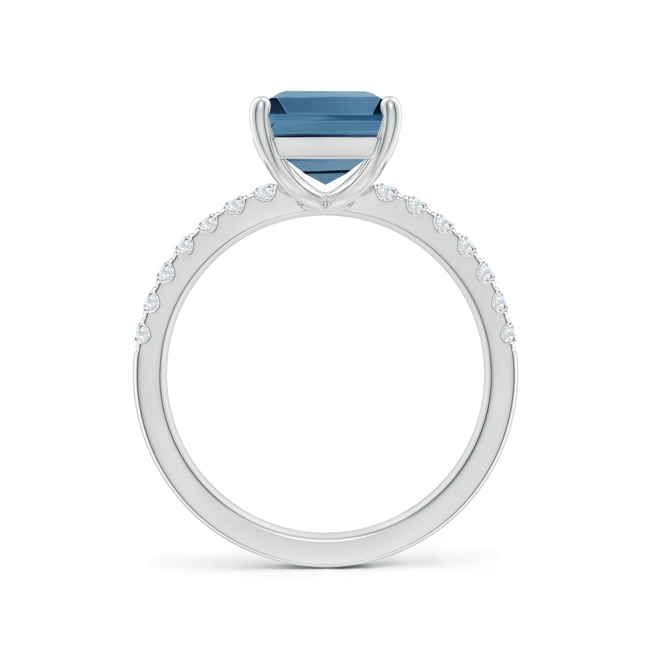 10x8mm A Emerald-Cut London Blue Topaz Engagement Ring with Diamonds in White Gold side 199