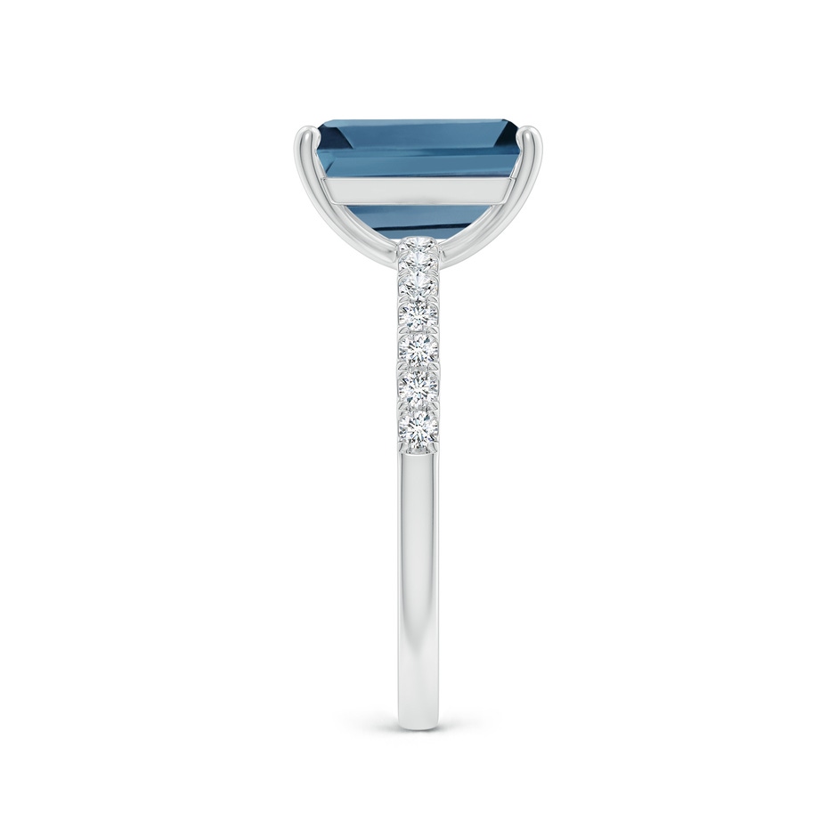 10x8mm A Emerald-Cut London Blue Topaz Engagement Ring with Diamonds in White Gold side 299