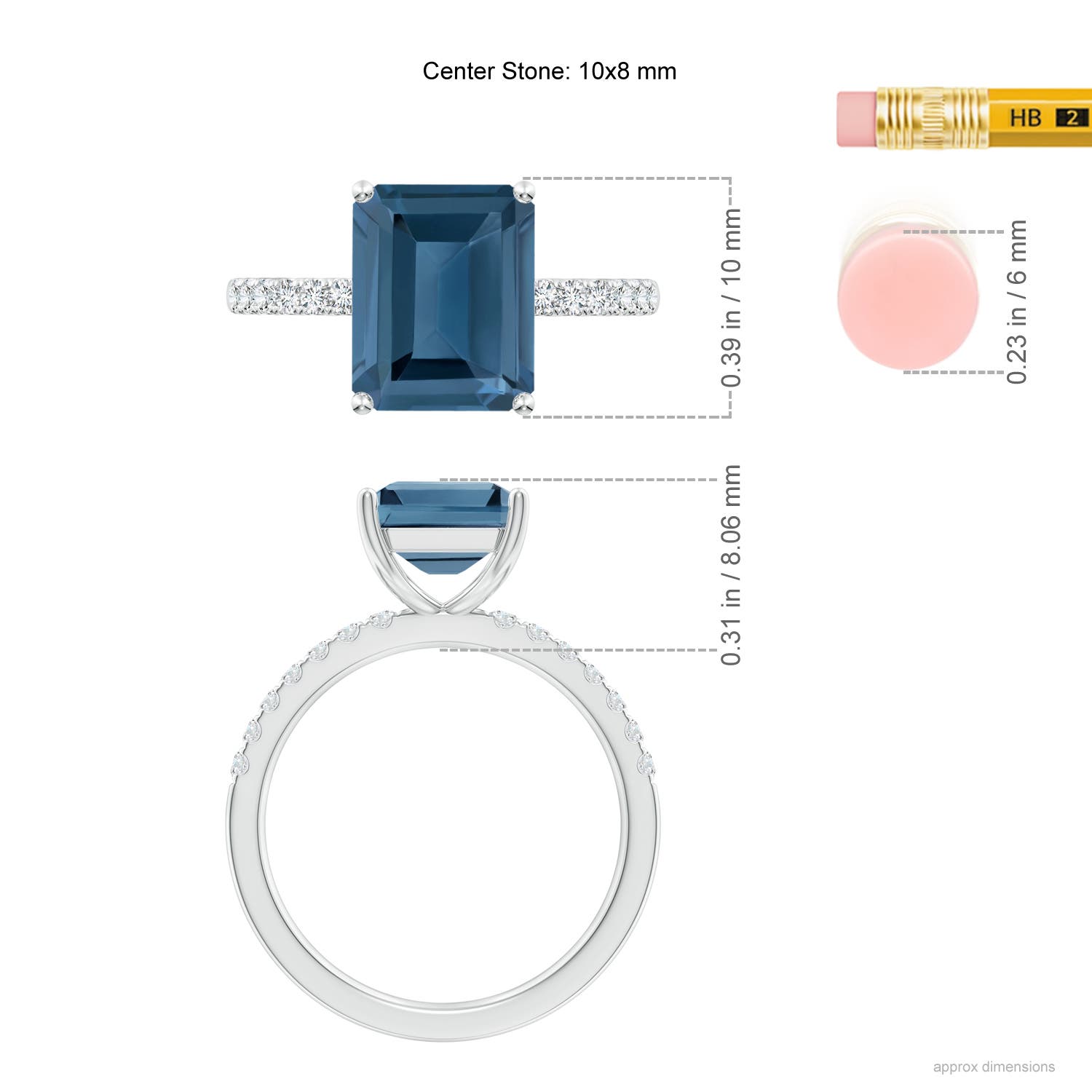 A - London Blue Topaz / 4.25 CT / 14 KT White Gold