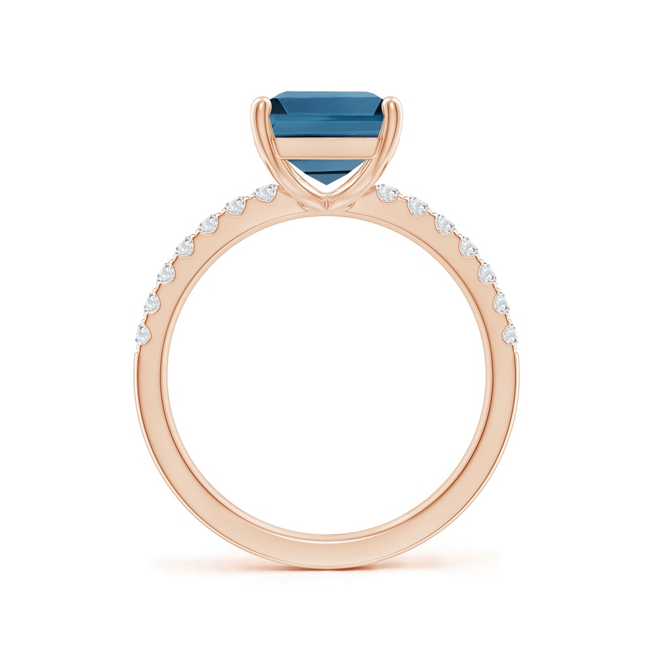 10x8mm AA Emerald-Cut London Blue Topaz Engagement Ring with Diamonds in Rose Gold side 199