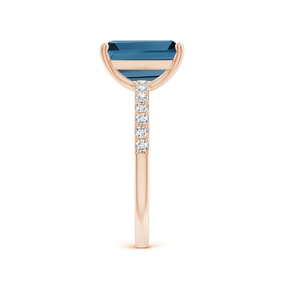 10x8mm AA Emerald-Cut London Blue Topaz Engagement Ring with Diamonds in Rose Gold side 299