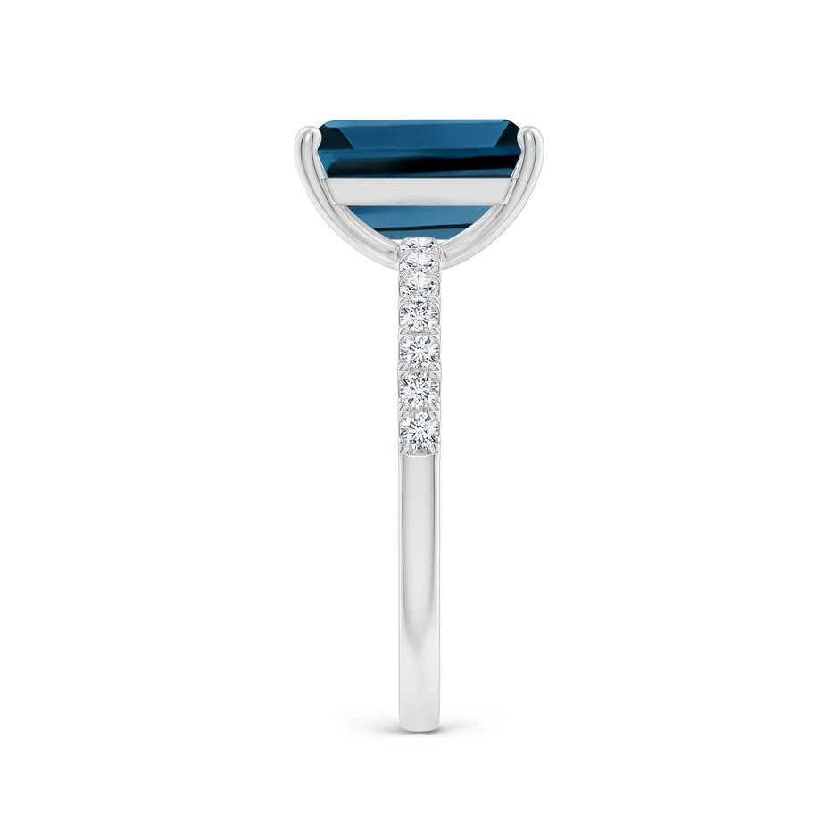 10x8mm AAA Emerald-Cut London Blue Topaz Engagement Ring with Diamonds in P950 Platinum side 299