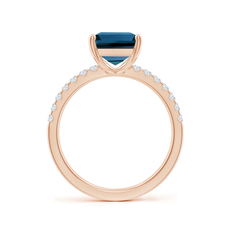 10x8mm AAA Emerald-Cut London Blue Topaz Engagement Ring with Diamonds in Rose Gold side 199