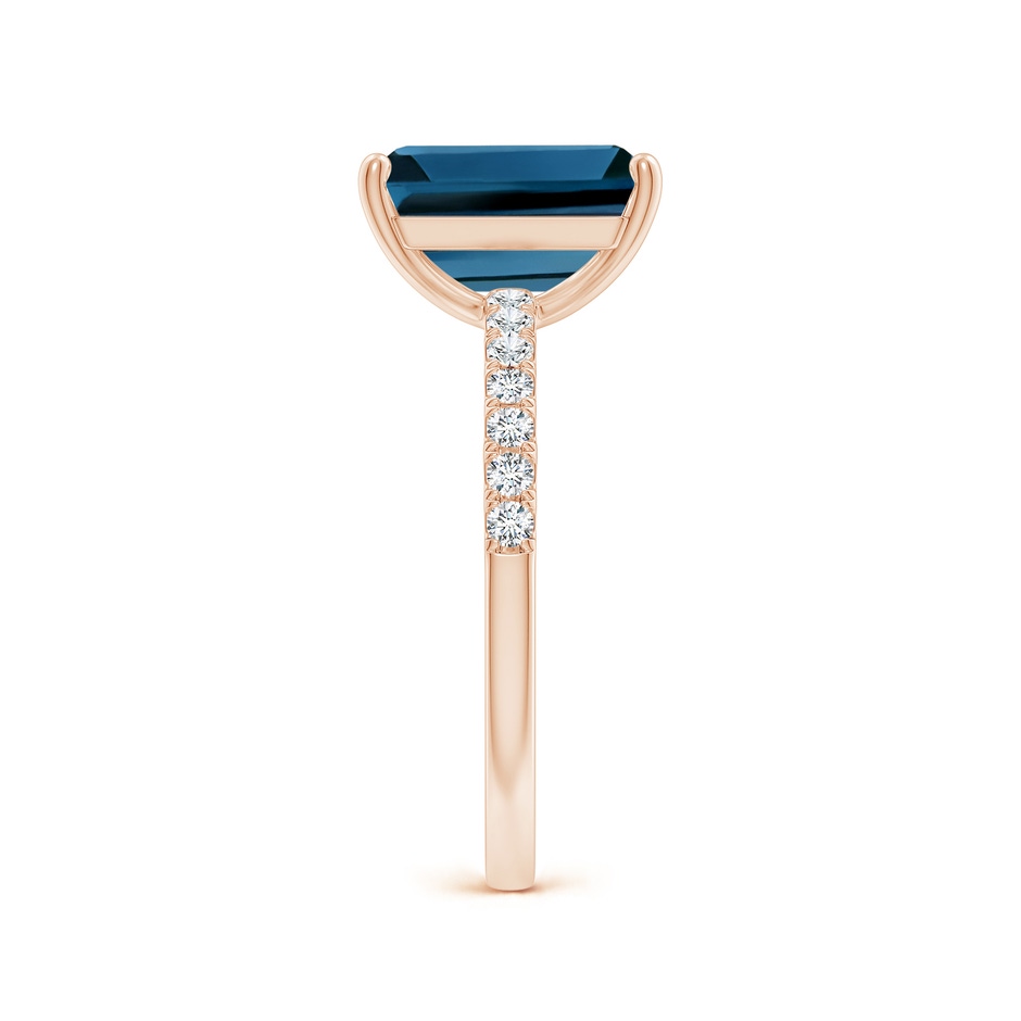 10x8mm AAA Emerald-Cut London Blue Topaz Engagement Ring with Diamonds in Rose Gold side 299