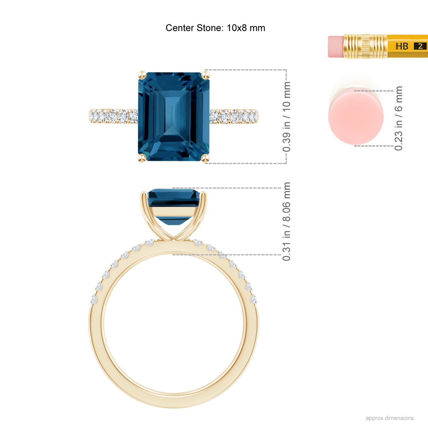 AAA - London Blue Topaz / 4.25 CT / 14 KT Yellow Gold