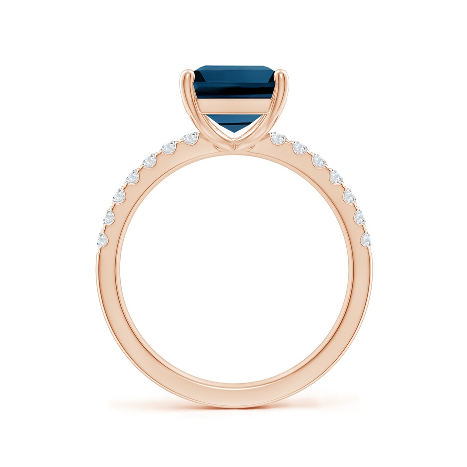 10x8mm AAAA Emerald-Cut London Blue Topaz Engagement Ring with Diamonds in 18K Rose Gold side 199