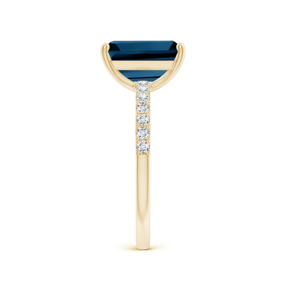 10x8mm AAAA Emerald-Cut London Blue Topaz Engagement Ring with Diamonds in 18K Yellow Gold side 299