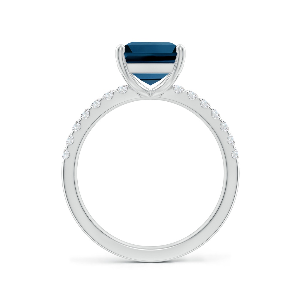 10x8mm AAAA Emerald-Cut London Blue Topaz Engagement Ring with Diamonds in P950 Platinum - side 199