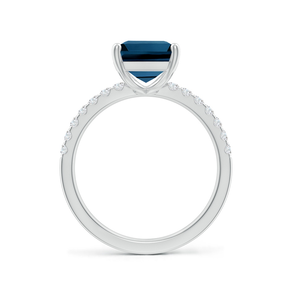 10x8mm AAAA Emerald-Cut London Blue Topaz Engagement Ring with Diamonds in White Gold side 199