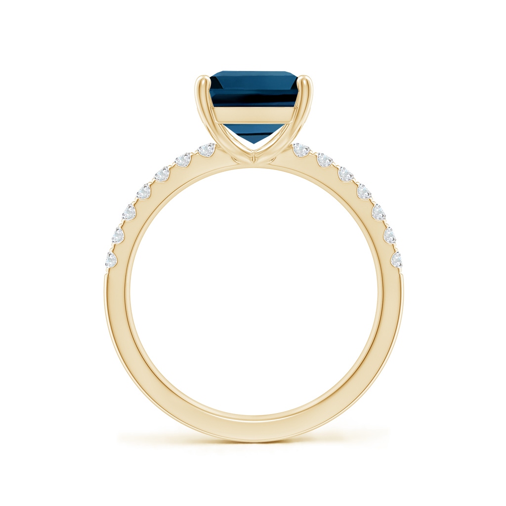10x8mm AAAA Emerald-Cut London Blue Topaz Engagement Ring with Diamonds in Yellow Gold - side 199