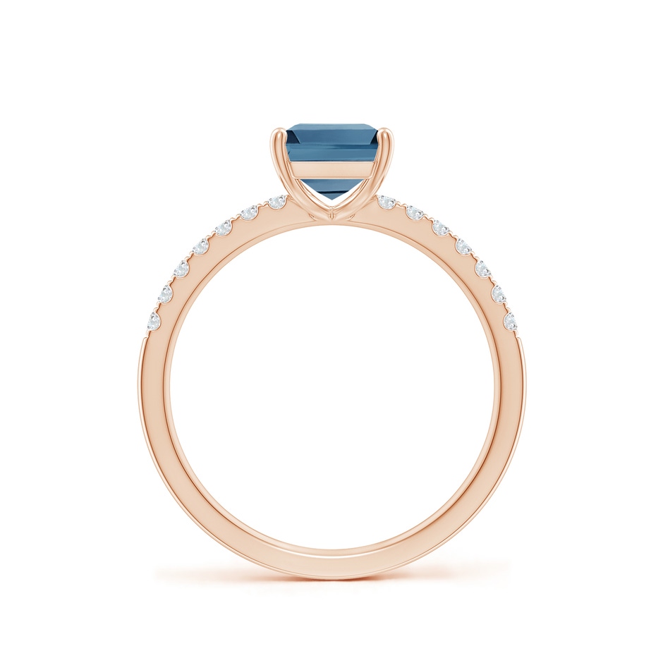 8x6mm A Emerald-Cut London Blue Topaz Engagement Ring with Diamonds in Rose Gold side 199