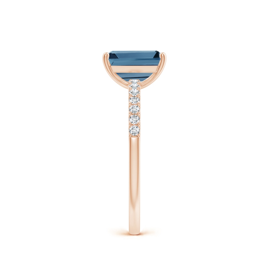 8x6mm A Emerald-Cut London Blue Topaz Engagement Ring with Diamonds in Rose Gold side 299