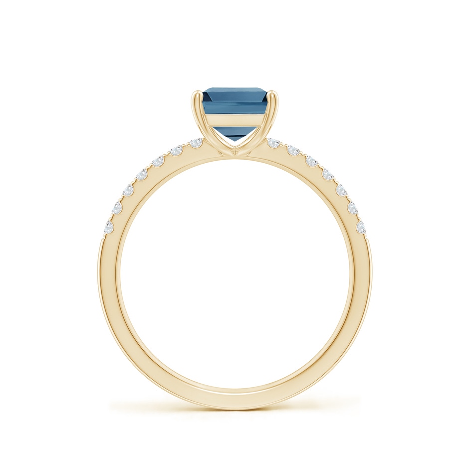 8x6mm A Emerald-Cut London Blue Topaz Engagement Ring with Diamonds in Yellow Gold side 199