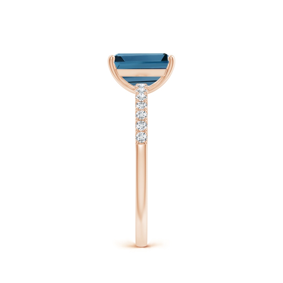 8x6mm AA Emerald-Cut London Blue Topaz Engagement Ring with Diamonds in Rose Gold side 299