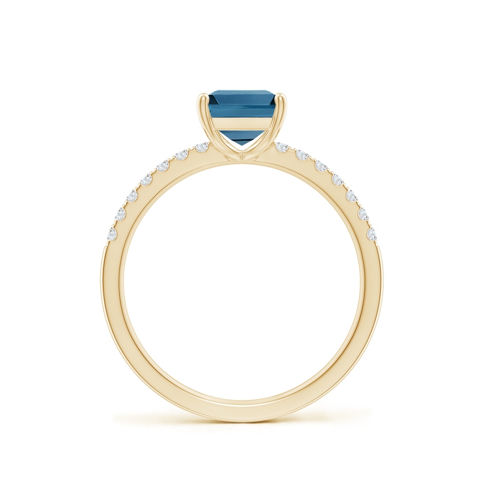 8x6mm AA Emerald-Cut London Blue Topaz Engagement Ring with Diamonds in Yellow Gold side 199
