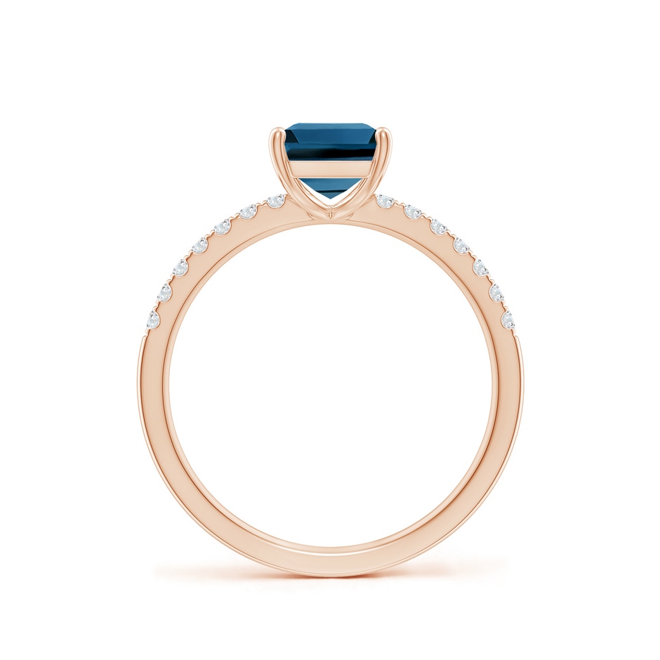 8x6mm AAA Emerald-Cut London Blue Topaz Engagement Ring with Diamonds in Rose Gold side 199