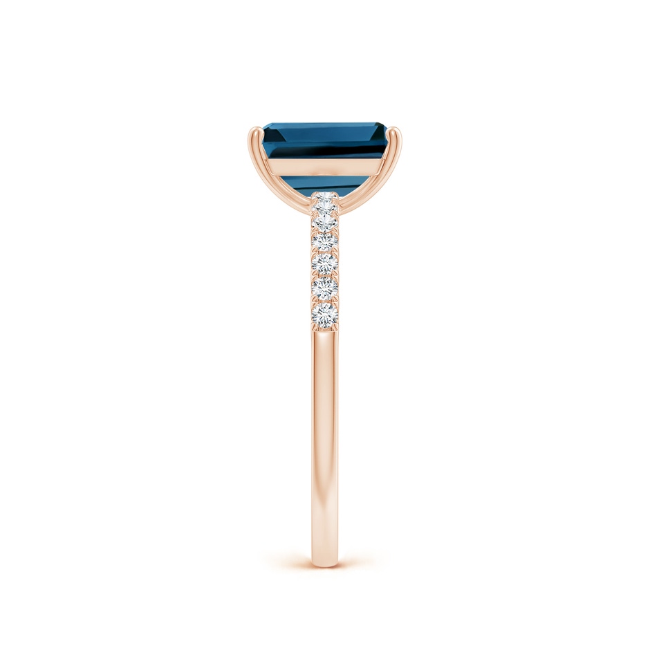 8x6mm AAA Emerald-Cut London Blue Topaz Engagement Ring with Diamonds in Rose Gold side 299