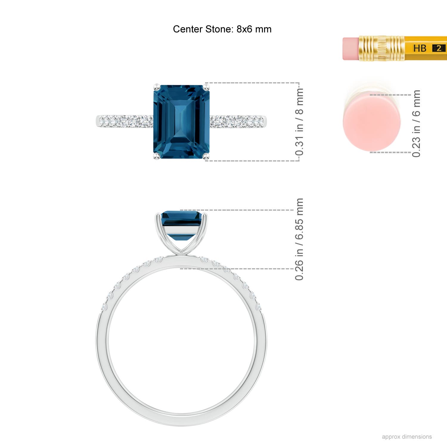 AAA - London Blue Topaz / 2.12 CT / 14 KT White Gold