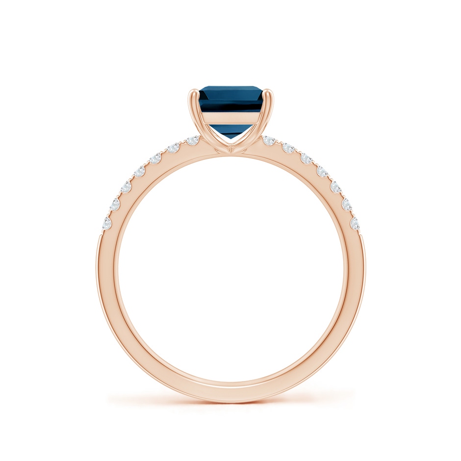 8x6mm AAAA Emerald-Cut London Blue Topaz Engagement Ring with Diamonds in Rose Gold side 199