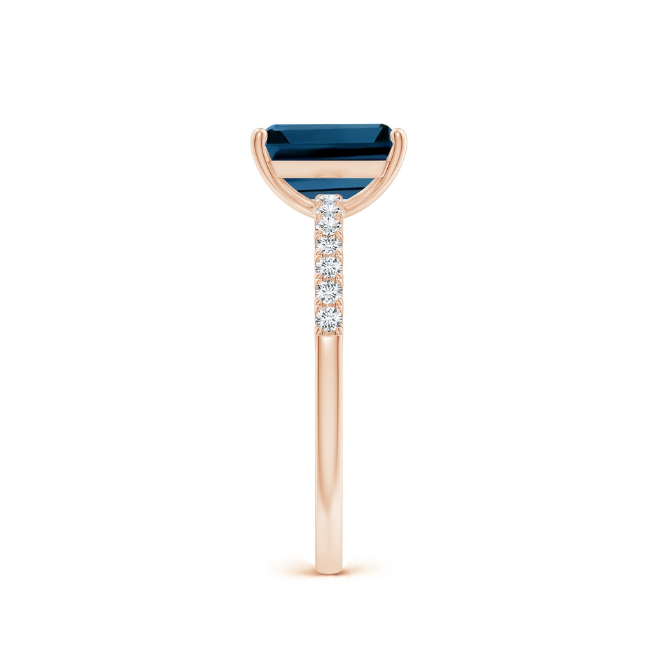 8x6mm AAAA Emerald-Cut London Blue Topaz Engagement Ring with Diamonds in Rose Gold side 299