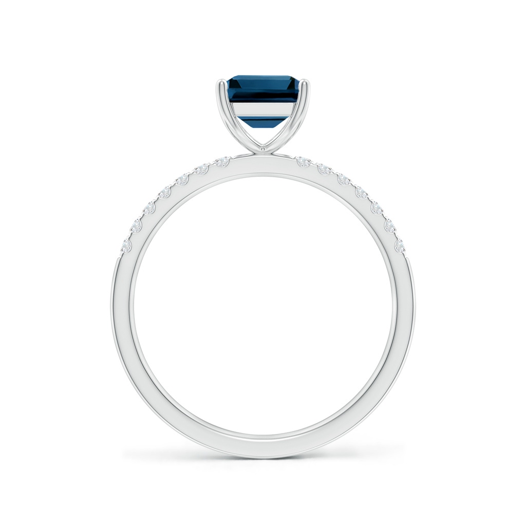 8x6mm AAAA Emerald-Cut London Blue Topaz Engagement Ring with Diamonds in White Gold Side-1
