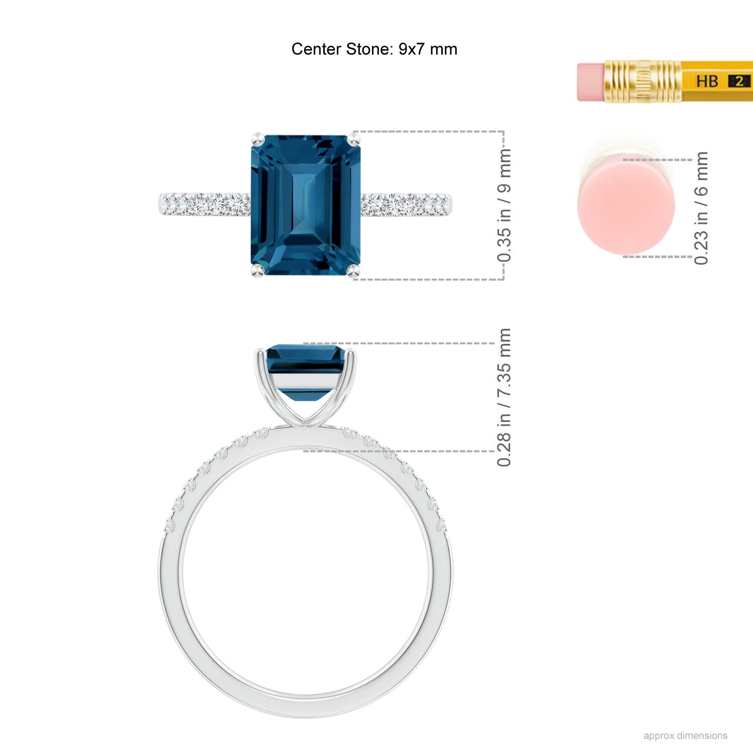 AAA - London Blue Topaz / 2.95 CT / 14 KT White Gold