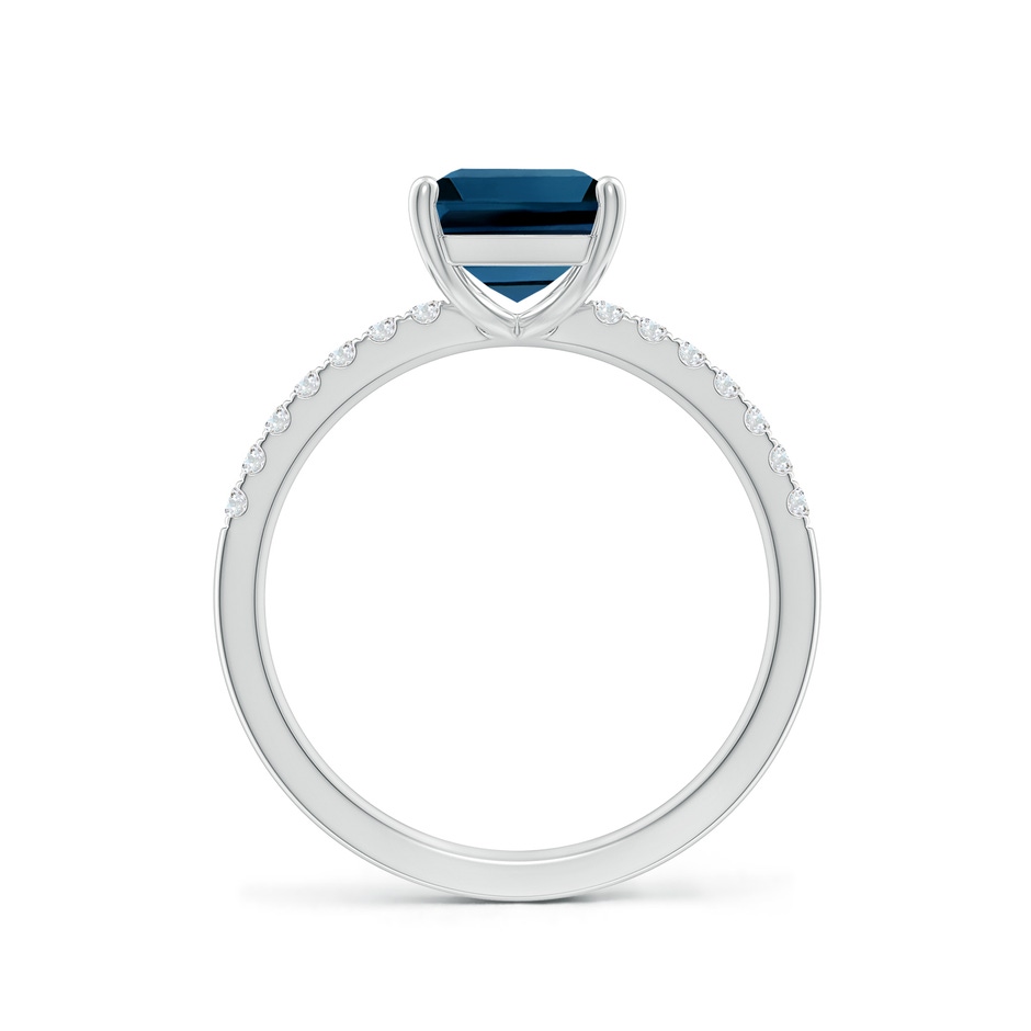 9x7mm AAAA Emerald-Cut London Blue Topaz Engagement Ring with Diamonds in White Gold side 199