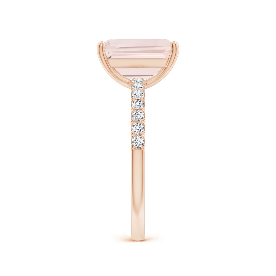 10x8mm A Emerald-Cut Morganite Engagement Ring with Diamonds in Rose Gold side 299