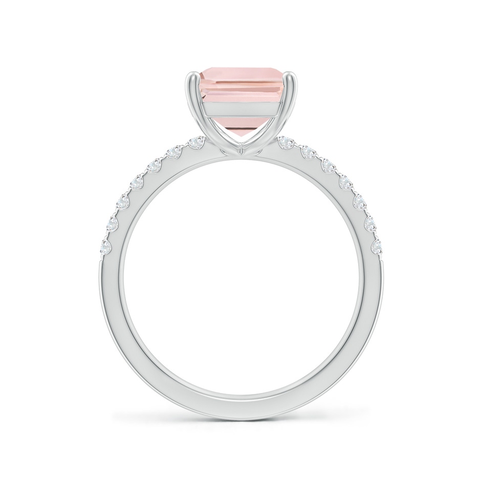 10x8mm AA Emerald-Cut Morganite Engagement Ring with Diamonds in White Gold side 199