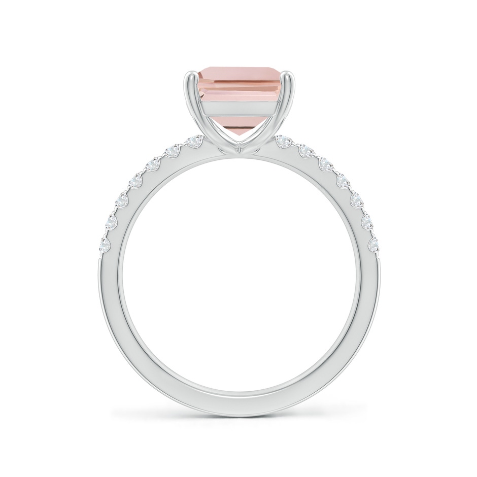 10x8mm AAA Emerald-Cut Morganite Engagement Ring with Diamonds in White Gold side 199