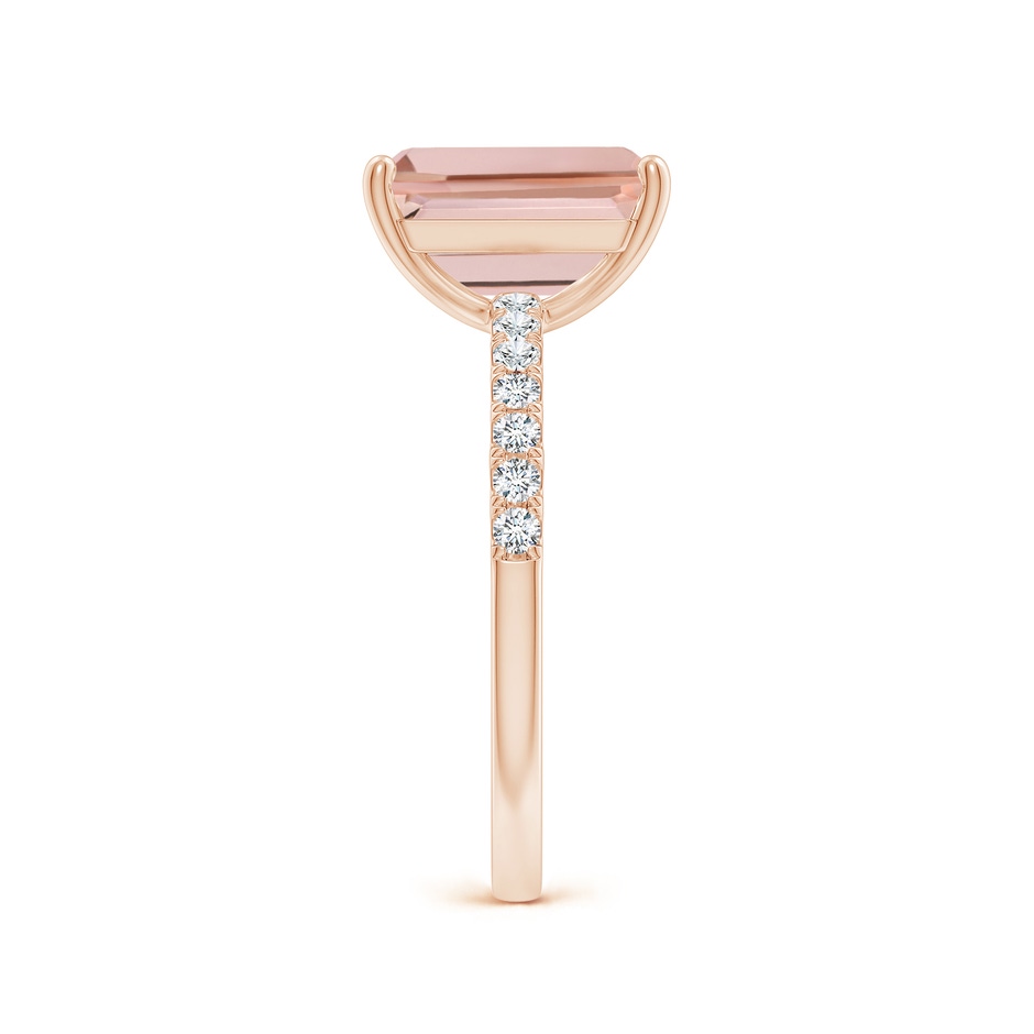 10x8mm AAAA Emerald-Cut Morganite Engagement Ring with Diamonds in 18K Rose Gold side 299