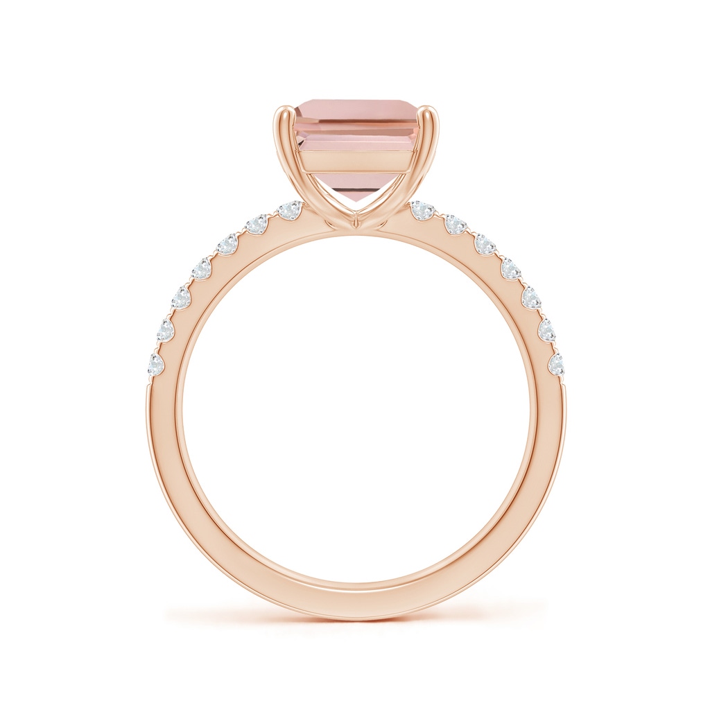 10x8mm AAAA Emerald-Cut Morganite Engagement Ring with Diamonds in Rose Gold - side 199