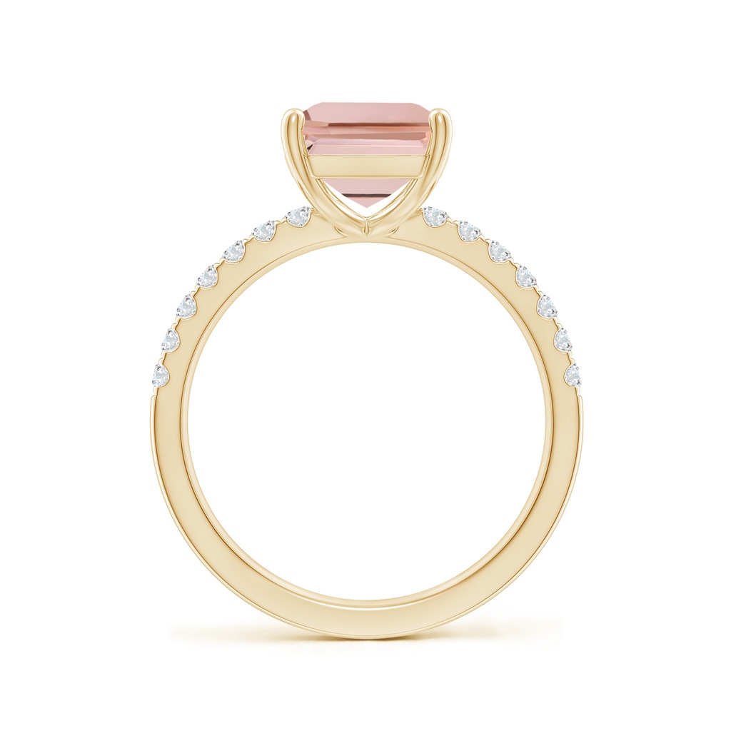 10x8mm AAAA Emerald-Cut Morganite Engagement Ring with Diamonds in Yellow Gold - side 199