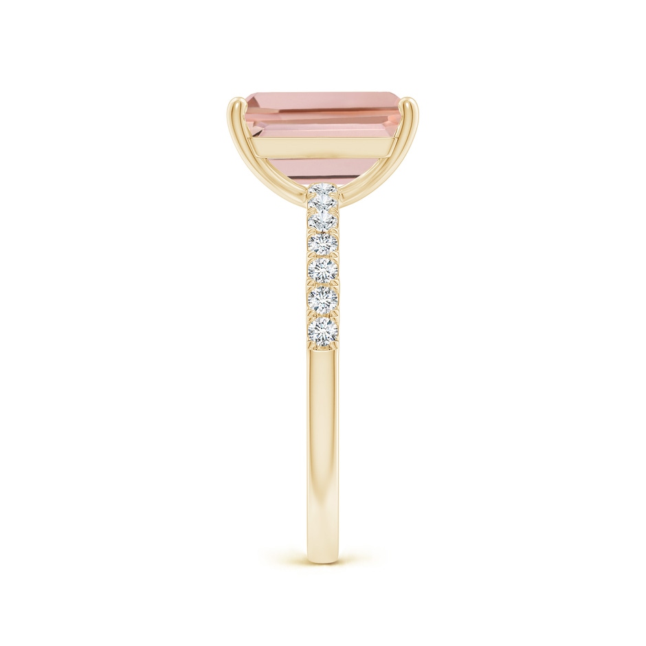 10x8mm AAAA Emerald-Cut Morganite Engagement Ring with Diamonds in Yellow Gold side 299