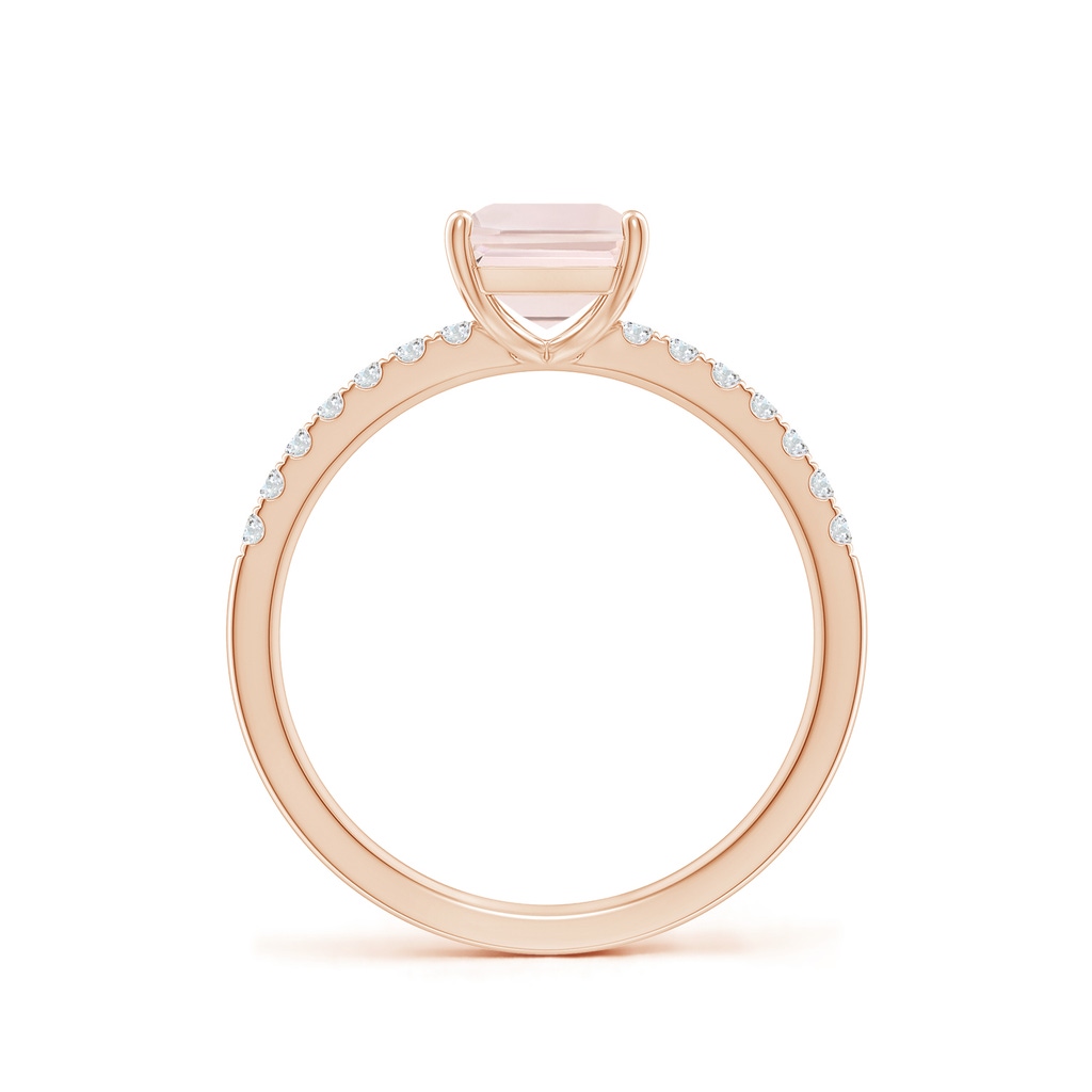 8x6mm A Emerald-Cut Morganite Engagement Ring with Diamonds in Rose Gold - side 199