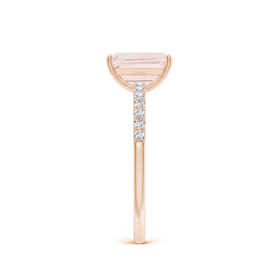 8x6mm A Emerald-Cut Morganite Engagement Ring with Diamonds in Rose Gold side 299