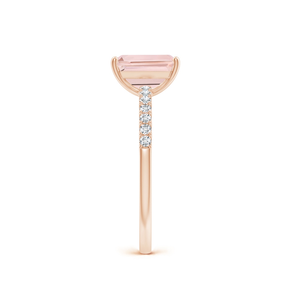 8x6mm AA Emerald-Cut Morganite Engagement Ring with Diamonds in 9K Rose Gold side 299