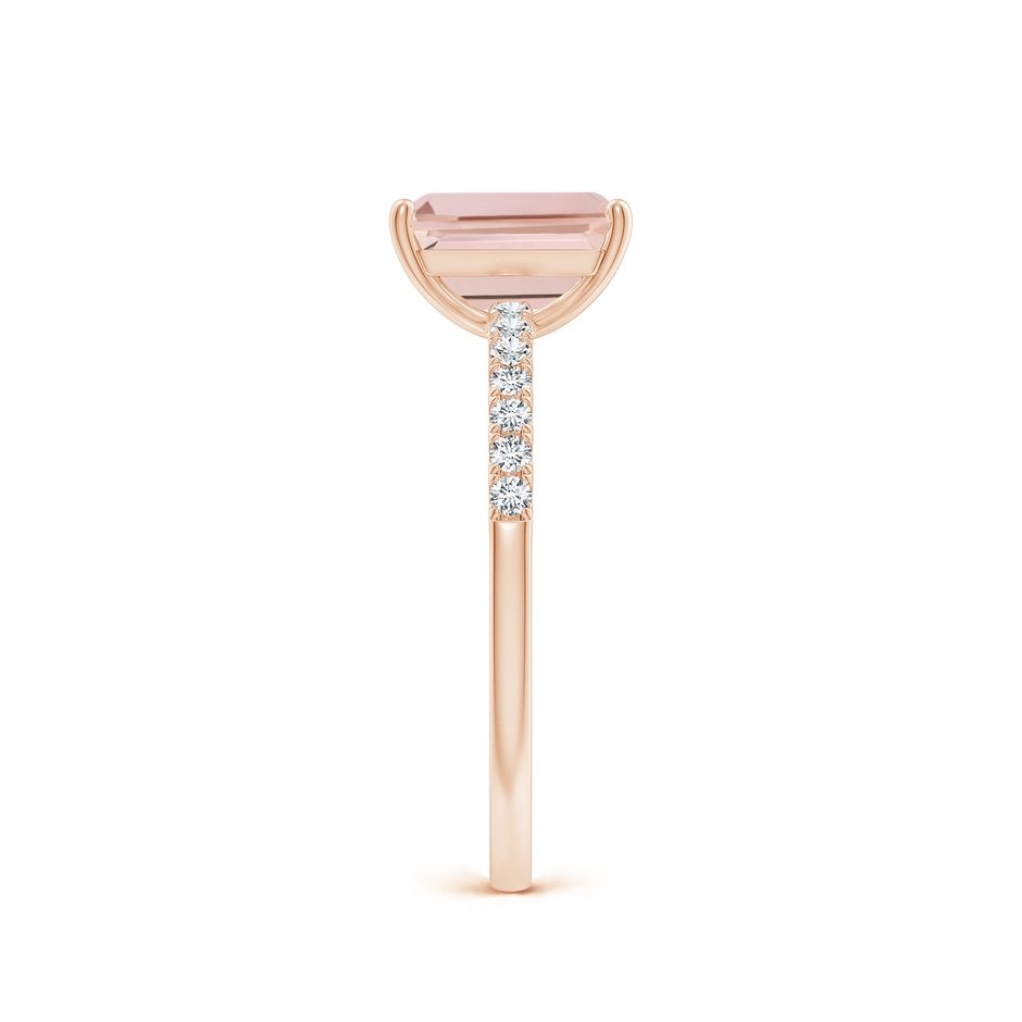 8x6mm AAA Emerald-Cut Morganite Engagement Ring with Diamonds in 10K Rose Gold side 299